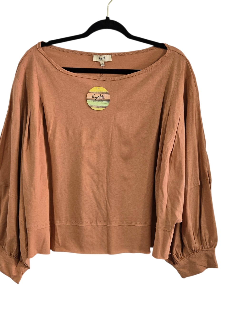 Kye Mi Relaxed Terracotta Brown Balloon Batwing Sleeve Blouse 100% Cotton L New